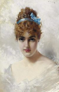 Corcos Vittorio Matteo Porträt einer jungen Frau in Weiß 1887