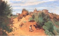 Corot Genzano Chevrier In View Of A Village