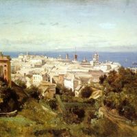 Corot Uitzicht op Genua vanaf de Acqua Sola Promenade