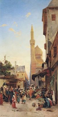 Corrodi Hermann David Salomon A Market In Cairo canvas print