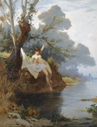 Corrodi Hermann David Salomon By The Riverbank