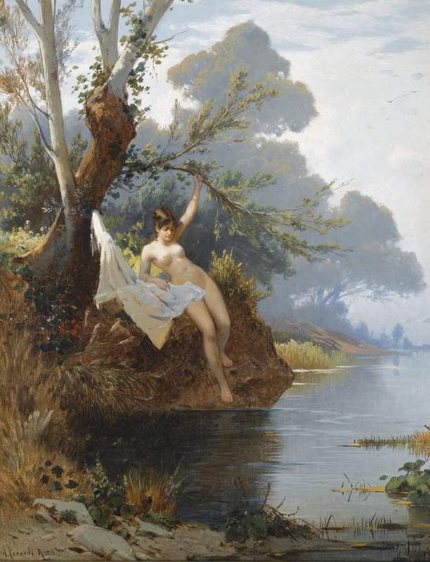 Corrodi Hermann David Salomon By The Riverbank canvas print