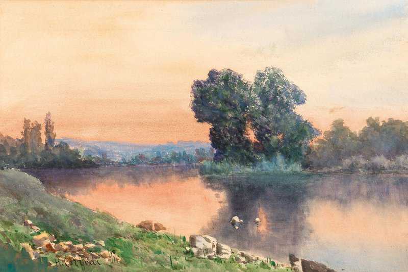 Corrodi Hermann David Salomon Der Tiber Bei Sonnenuntergang canvas print