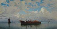 Corrodi Hermann David Salomon Fishing Boats On A Venetian Lagoon canvas print