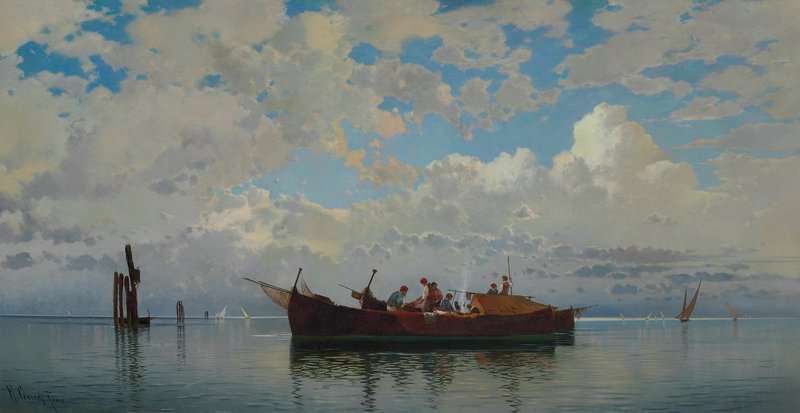 Corrodi Hermann David Salomon Fishing Boats On A Venetian Lagoon canvas print