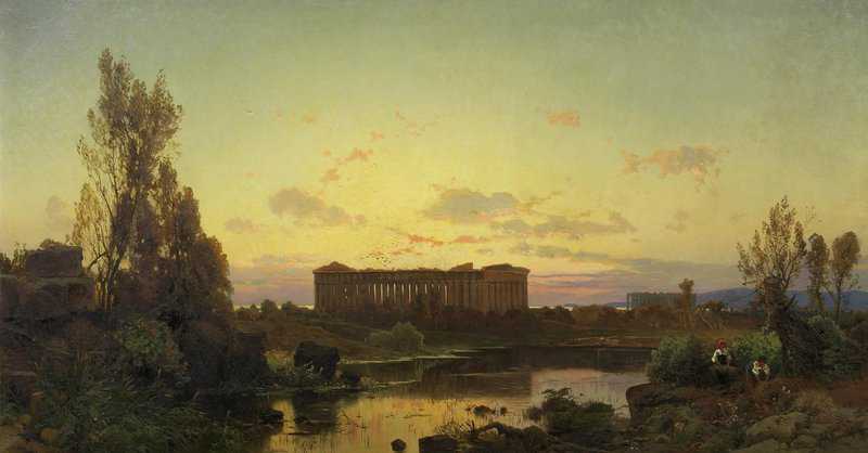 Corrodi Hermann David Salomon Greek Temple Of Paestum Near Salerno canvas print