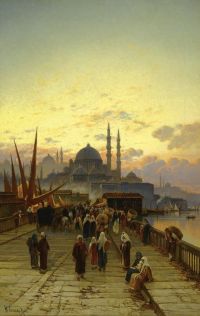 Corrodi Hermann David Salomon The Galata Bridge Constantinople Before 1900
