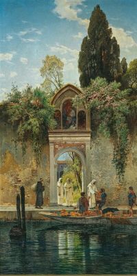 Corrodi Hermann David Salomon Venedig am Tor des Inselklosters San Lazzaro