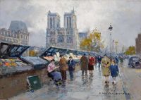 Cortes Edouard Leon Bouquinistes Notre Dame canvas print