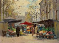Cortes Edouard Leon Flower Stalls At La Madeleine canvas print