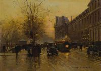 Cortes Edouard Leon Rush Hour By The Louvre canvas print