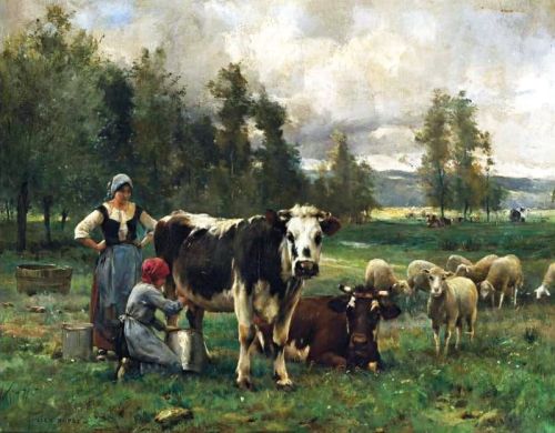 Cotard Dupre Milkmaids In The Pasture canvas print
