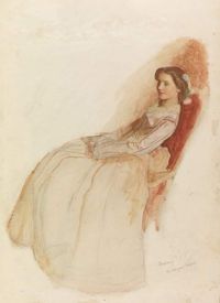 Cowper Frank Cadogan Fanny Sketch Of A Girl In Crinoline Dress 1903 canvas print