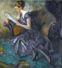 Cucuel Edward Girl In An Interior canvas print