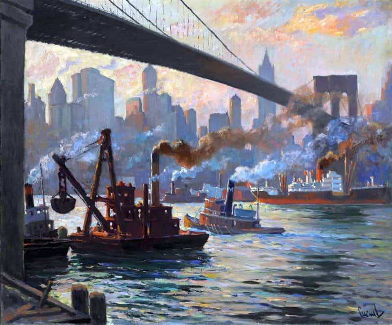 Cucuel Edward The Day S Work East River New York canvas print