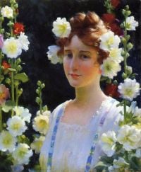 Curran Charles Courtney Among The Hollyhocks 1904
