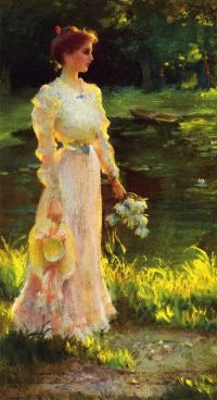 Curran Charles Courtney By The Lily Pond 1908 canvas print