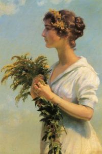 Curran Charles Courtney Girl With Goldenrod 1915 canvas print