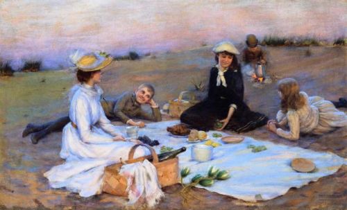 Curran Charles Courtney Picnic Supper On The Sand Dunes 1890 canvas print