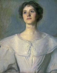 Curran Charles Courtney Portrait Of A Woman In A White Dress