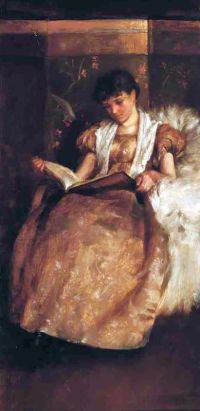 كوران تشارلز كورتني امرأة تقرأ عام 1888