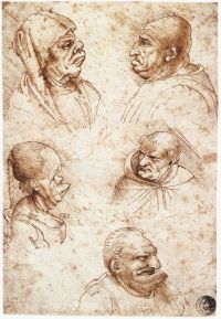 Leinwanddruck mit fünf Karikaturköpfen von Da Vinci