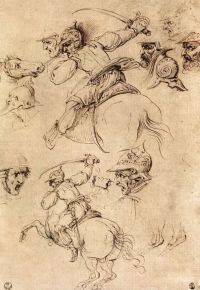 Da Vinci-Studie der Schlachten zu Pferd Leinwanddruck