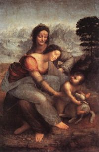 دافنشي العذراء والطفل مع طباعة قماشية سانت آن