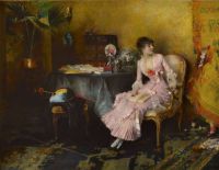 Dagnan Bouveret Pascal Adolphe Jean Jeune Femme En Rose Avec Son Enfant 1882 canvas print