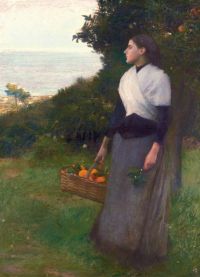Dagnan Bouveret Pascal Adolphe Jean Oung Woman In A Garden Of Oranges 1891 canvas print