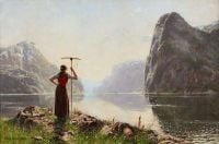 Dahl Hans A Summer Day By The Aurlandsfjord Sognefjord Norway canvas print
