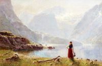 Dahl Hans A Young Girl By A Fjord canvas print