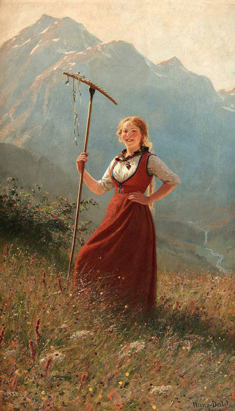 Dahl Hans Girl In Fjord Landscape canvas print