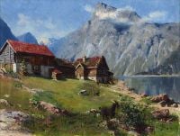Dahl Hans Norwegischer Fjord mit Ziegen