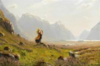 Dahl Hans Young Girl On A Summer Alpine Stroll