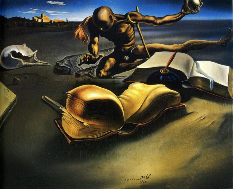 Tableaux sur toile, reproducción de El libro de Dalí transformándose en una mujer desnuda