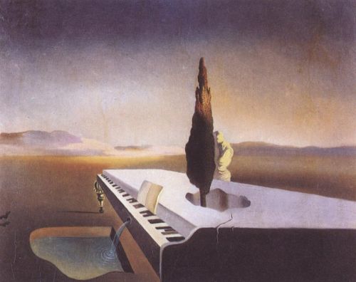 Dali Necrophiliac Fountain Flowing From A Grand Piano canvas print