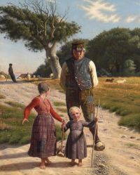 Dalsgaard كريستين أب مع أولاده مطبوعة على القماش