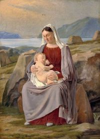 Dalsgaard Christen Madonna und Kind ruhen auf der Flucht nach Ägypten