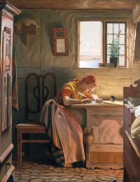 Dalsgaard Christen Young Girl Writing canvas print