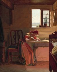 Dalsgaard Christen Young Girl Writing A Letter canvas print