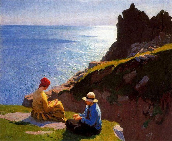 Tableaux sur toile, The Cornish Cliffs를 따라 복제된 Dame Laura Knight