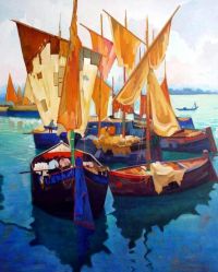 Damiao Martins Ships - 1958 canvas print