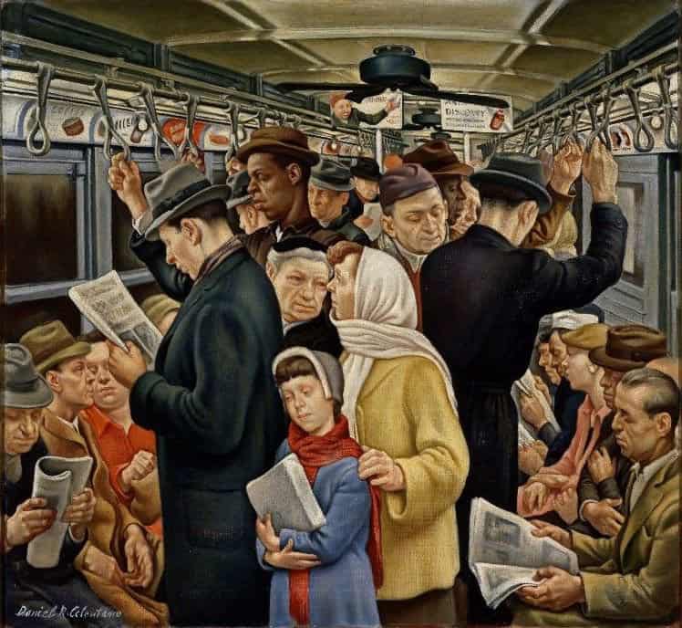 Tableaux sur toile, reproduction de Daniel Ralph Celentano Subway -1935