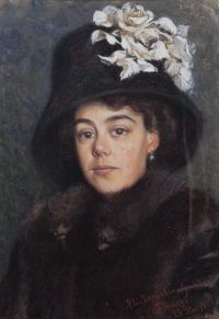 Danielson Gambogi Elin Portrait Of A Young Woman Wearing Fur