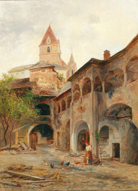 Darnaut Hugo Blick In Den Theissenhoferhof In Weissenkirchen 1872 canvas print
