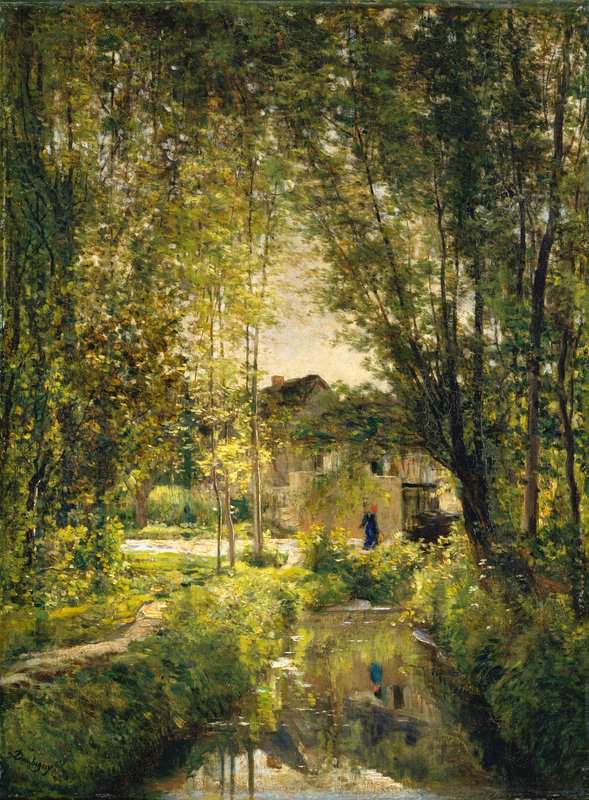Daubigny Charles Francois Landscape With A Sunlit Stream Ca. 1877 canvas print