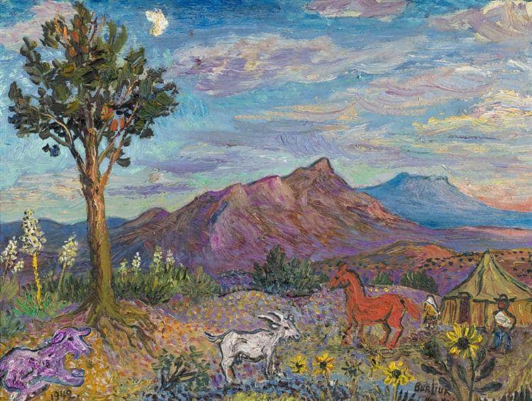 Tableaux sur toile, Reproduktion von David Burliuk Landschaft in New Mexico - 1942