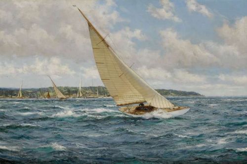 Dawson Montague Reef Down   Six Metre Yachts Off The Isle Of Wight canvas print