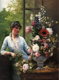 Debat Ponsan Edouard Preparing The Flower Arrangement 1886 canvas print